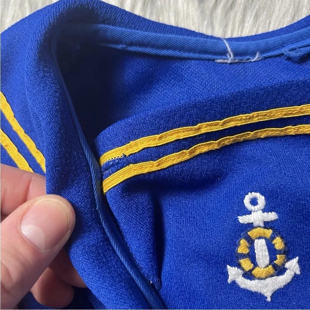 Vintage Toddler Girls Blue Yellow Polyester  Sailor Dress